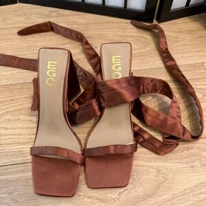 EGO Brown Satin Strappy Heels